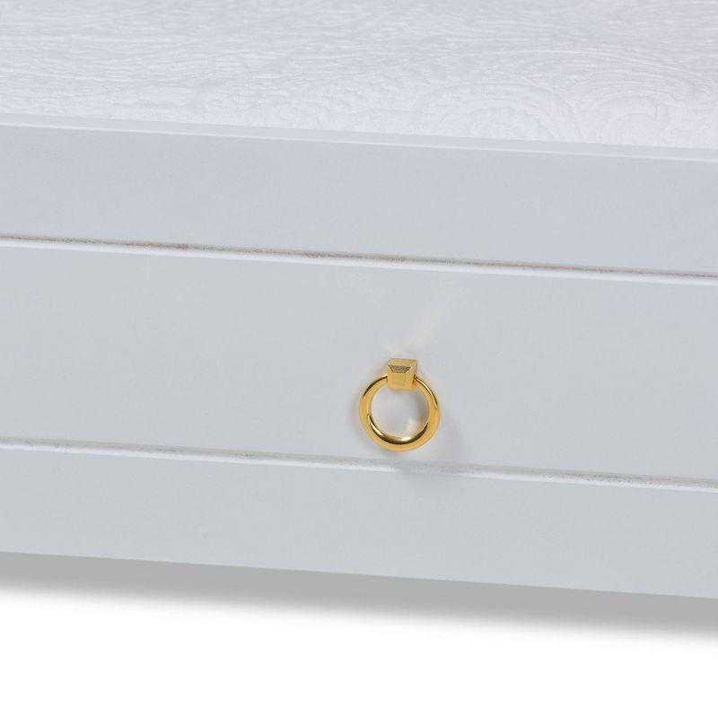 Baxton Studio Twin Alya Wood Trundle White/Gold: Rubberwood & MDF Frame, No Box Spring Needed