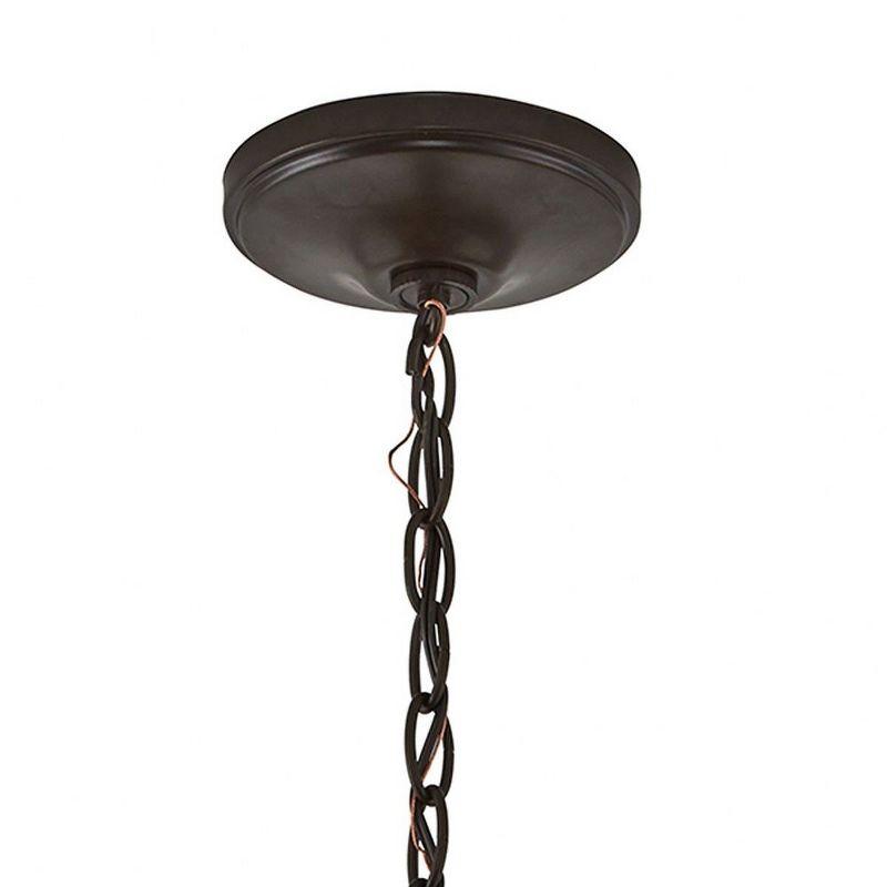 Lacey 5-Light Mission Bronze Chandelier with Satin Etched Glass