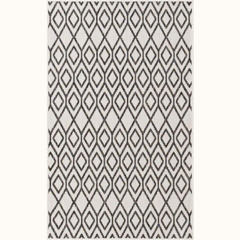 Ivory Trellis Flat Woven Reversible Outdoor Rug 3' x 5'