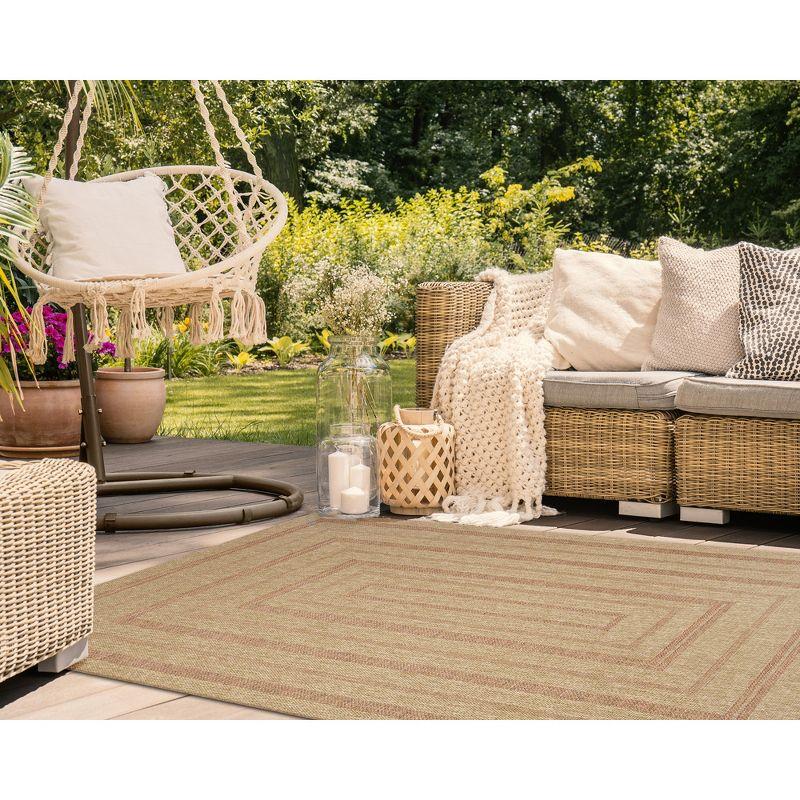 Terracotta Multi-Border Flatwoven Synthetic Rug, 3'3" x 4'11"