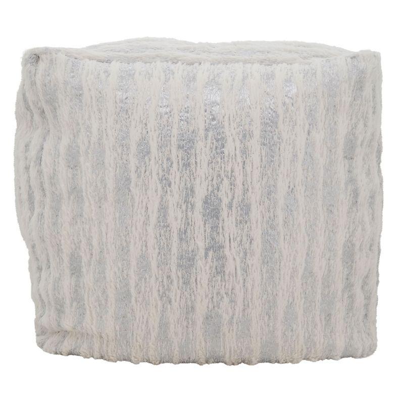 Saro Lifestyle Floor Pouf With Foil Print Faux Fur Design