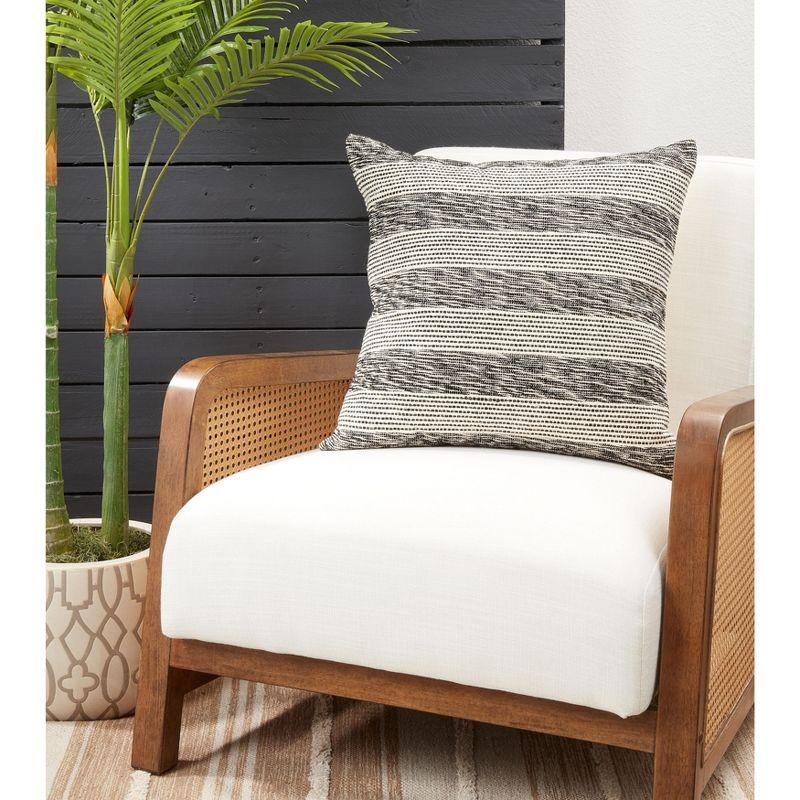 Saro Lulu Collection Striped Cotton Reversible Throw Pillow