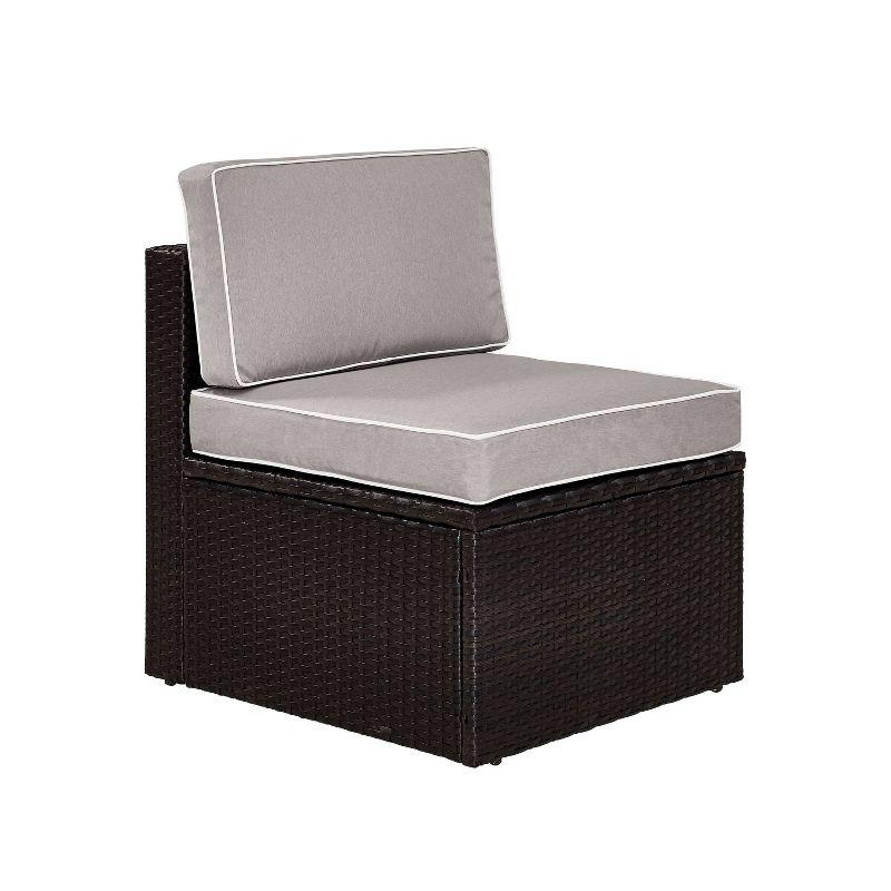 Palm Harbor Gray Outdoor Wicker Center Chair with Steel Frame