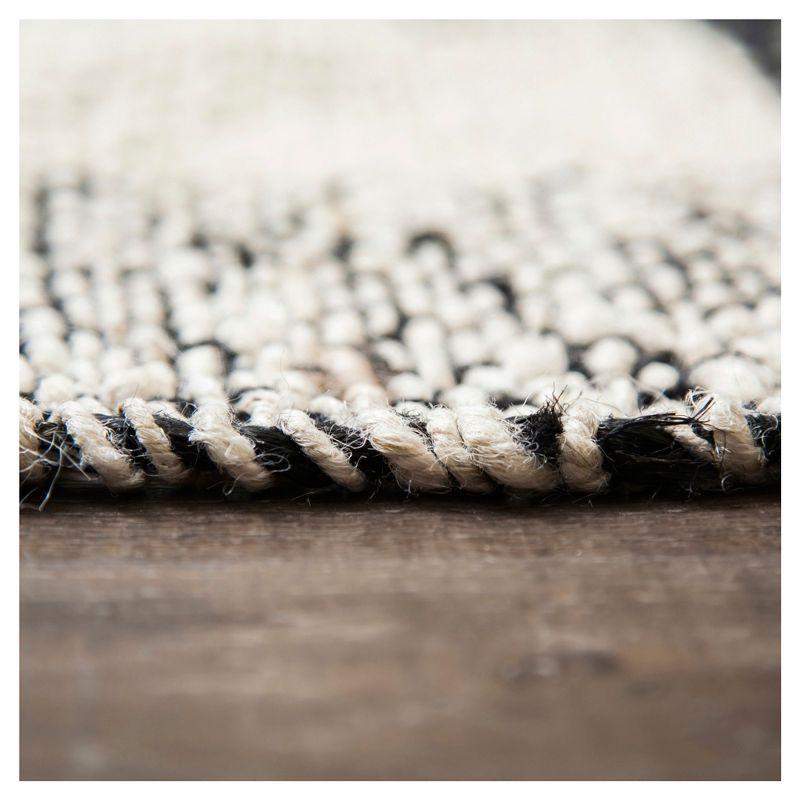 Black Check Loomed Area Rug 5'X7' - Anji Mountain: Handmade Jute Flatweave, Farmhouse Style, Fair Trade Certified