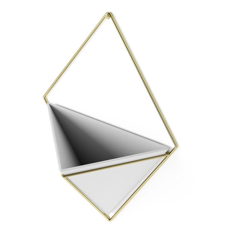 White and Brass Geometric Wall Planter Decor