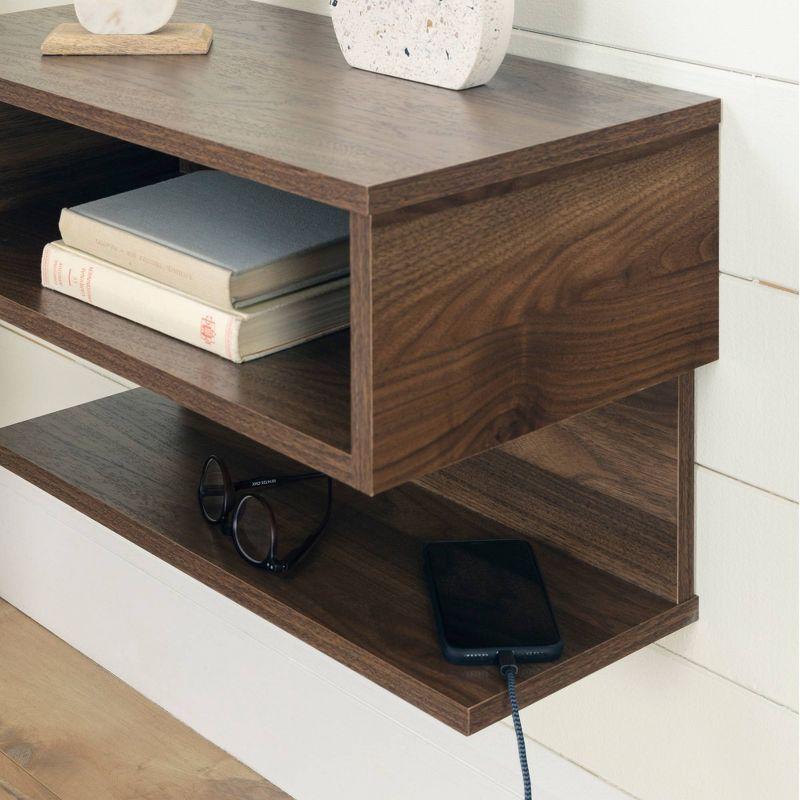 South Shore Sazena Modern Floating Nightstand in Natural Walnut