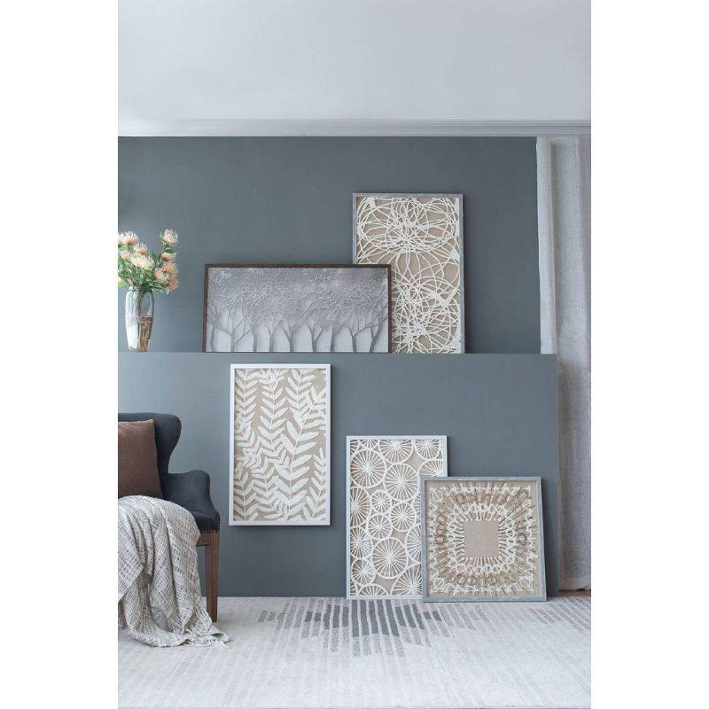 Set of 2 Estella Paper Shadow Box Wall Decors White - A&B Home: Transitional Style, Botanical Art, MDF Frame