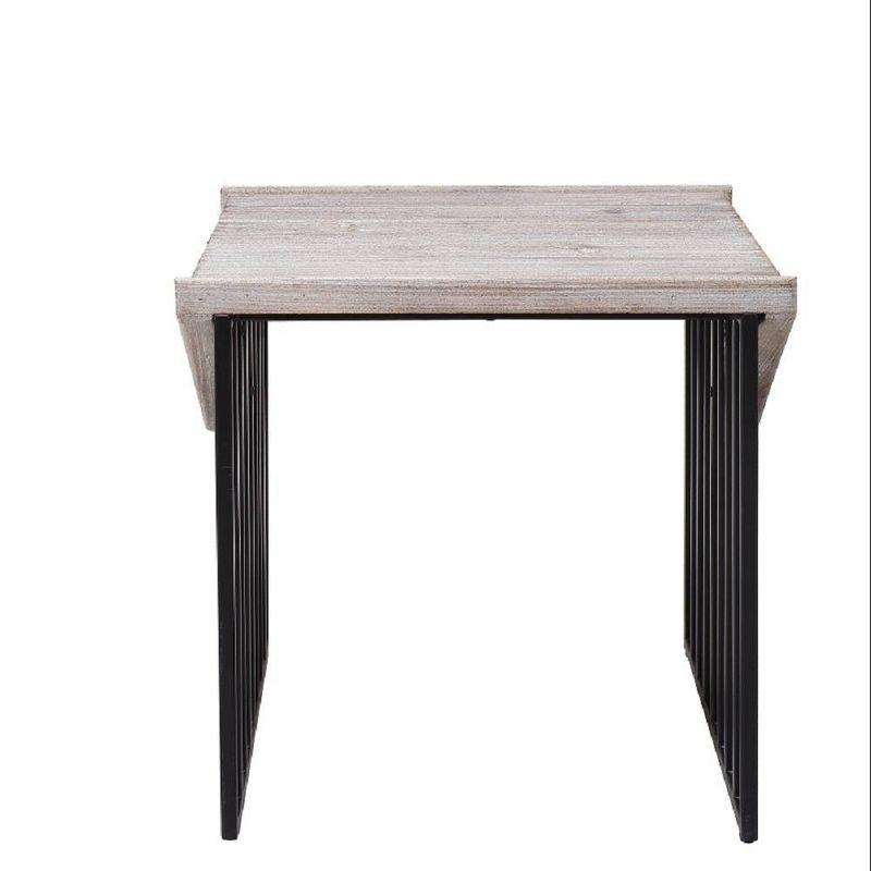16" Sandra Wood Corner Table Natural Gray - Boraam: Reclaimed Pine, Black Metal Base, Industrial Design