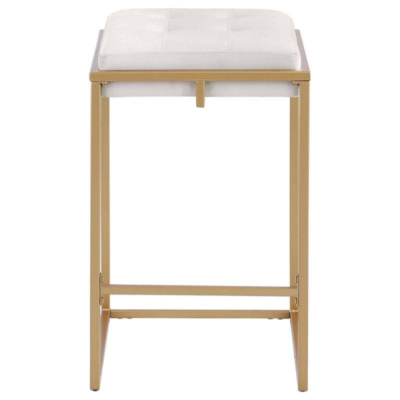 Coaster Set of 2 Nadia Modern Upholstered Square Counter Height Barstools Beige/Gold