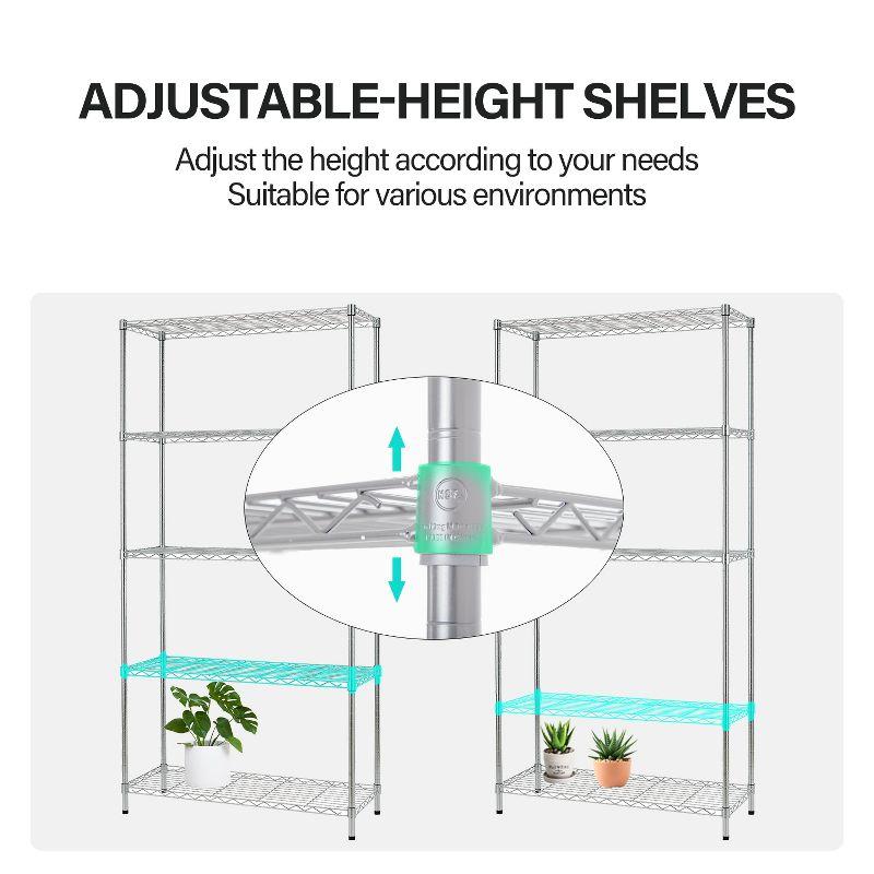 FDW 5-Shelf Adjustable Layer Rack Commercial Strong Steel for Restaurant Garage Kitchen