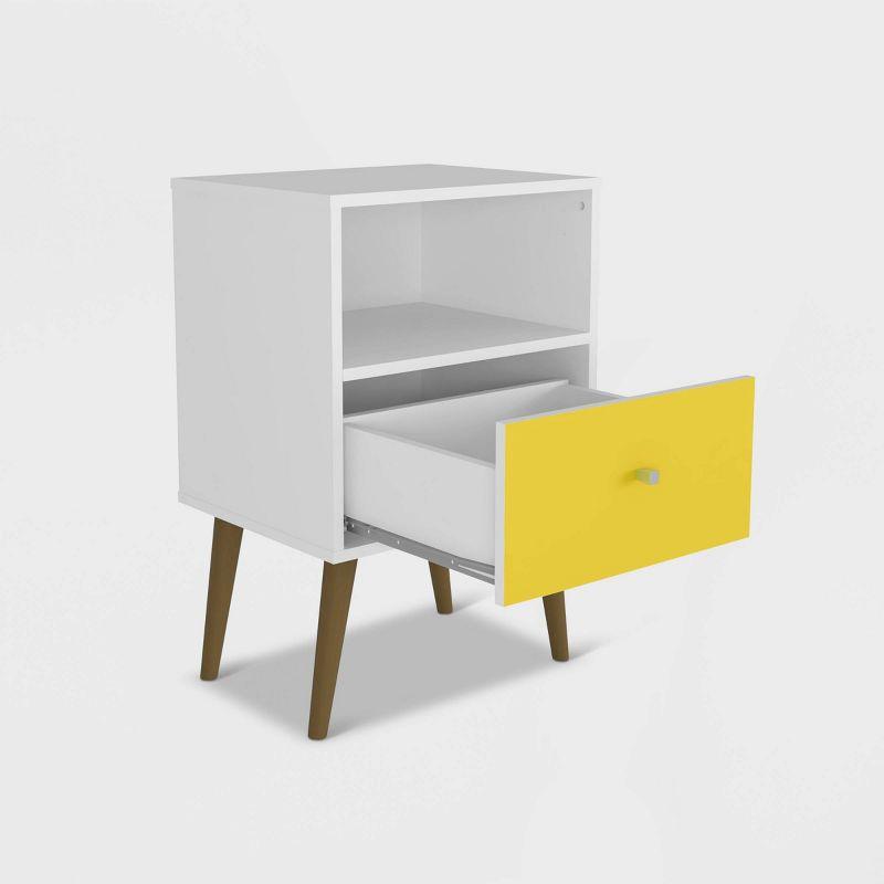 Liberty 1.0 Mid Century Modern Nightstand White/Yellow - Manhattan Comfort