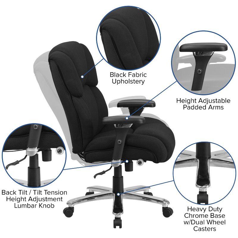 Executive High-Back Swivel Chair with Lumbar Support, Black and Gray