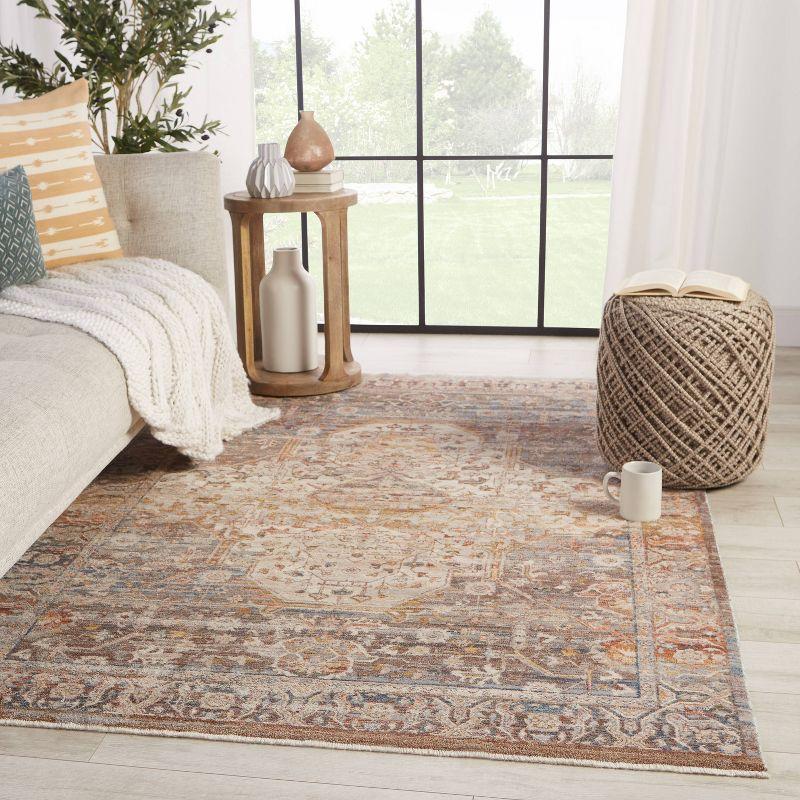 Reversible Terra Medallion Synthetic Rug in Blue - 47"x5"