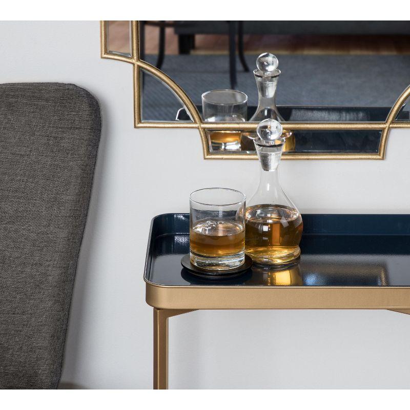 Kate and Laurel Celia Rectangle Metal Side Table, 18x12x26, Navy Blue and Gold