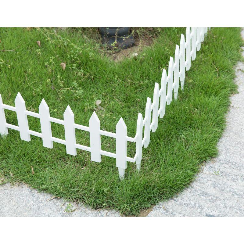 Gardenised Vinyl Wrought Iron- Look Garden Ornamental Edging, Lawn Picket Fence Landscape Panel Border, Flower Bed Barrier, One Piece