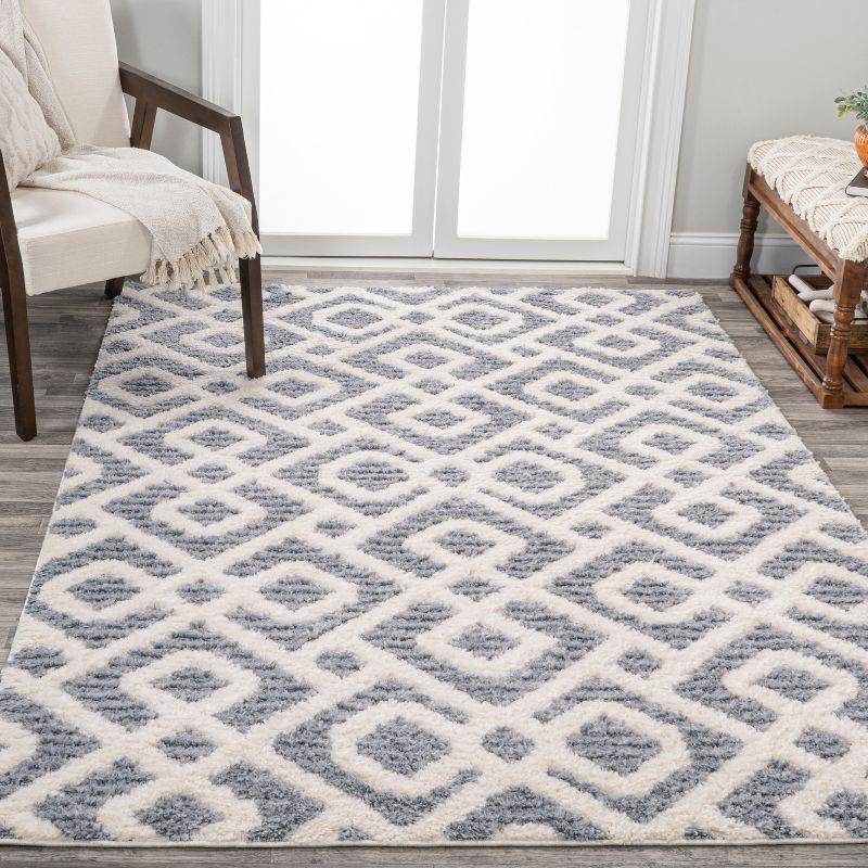 8' x 10' Astrid Retro Trellis High-Low Area Rug, Cream/Gray - JONATHAN Y