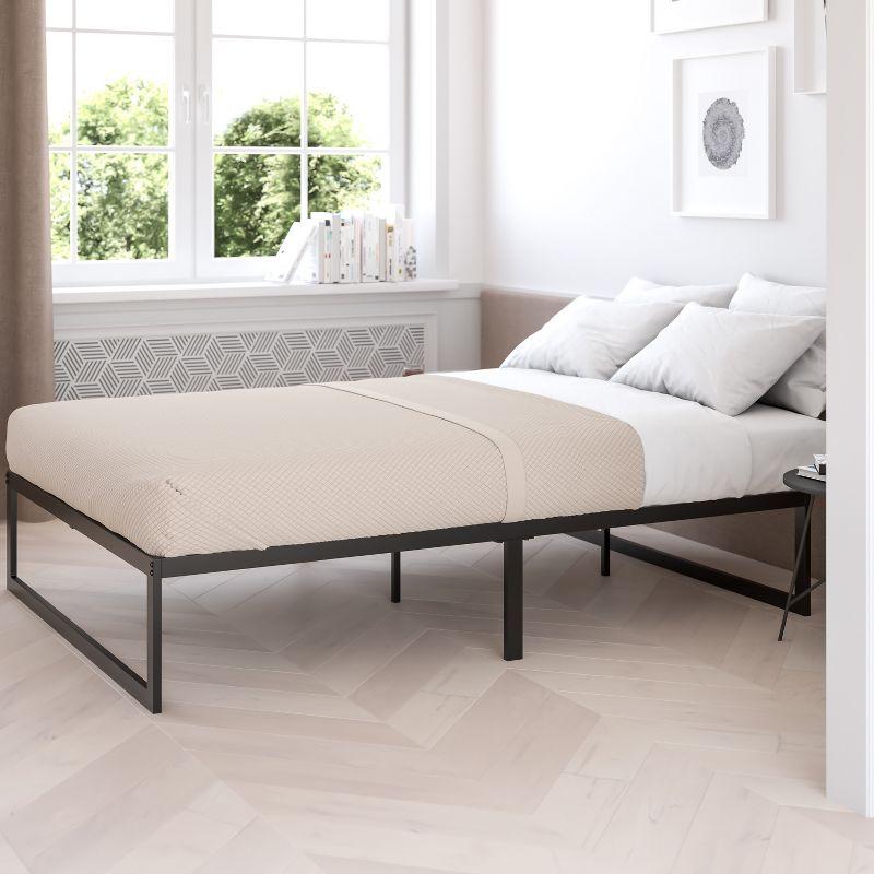 Black King Metal Platform Bed Frame with Slats