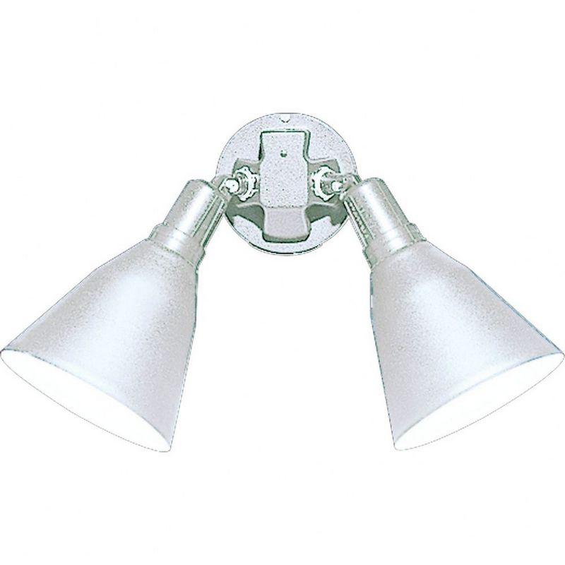 Progress Lighting Par 2-Light Outdoor Wall Light, White, Aluminum, Antique Bronze, Adjustable Swivel Heads, Shade Included