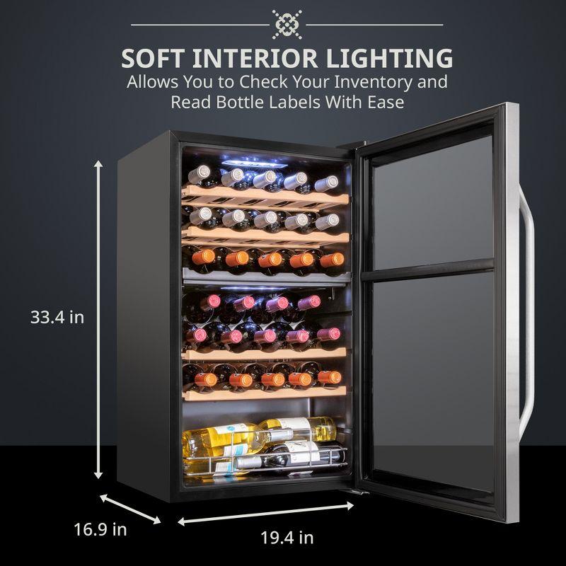 Ivation 33-Bottle Dual Zone Compressor Freestanding Wine Cooler Refrigerator - Stainless Steel