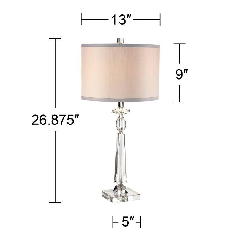 Vienna Full Spectrum Aline 26 1/2" Tall Traditional Table Lamp Clear Crystal Single Gray Shade Living Room Bedroom Bedside Nightstand House Office