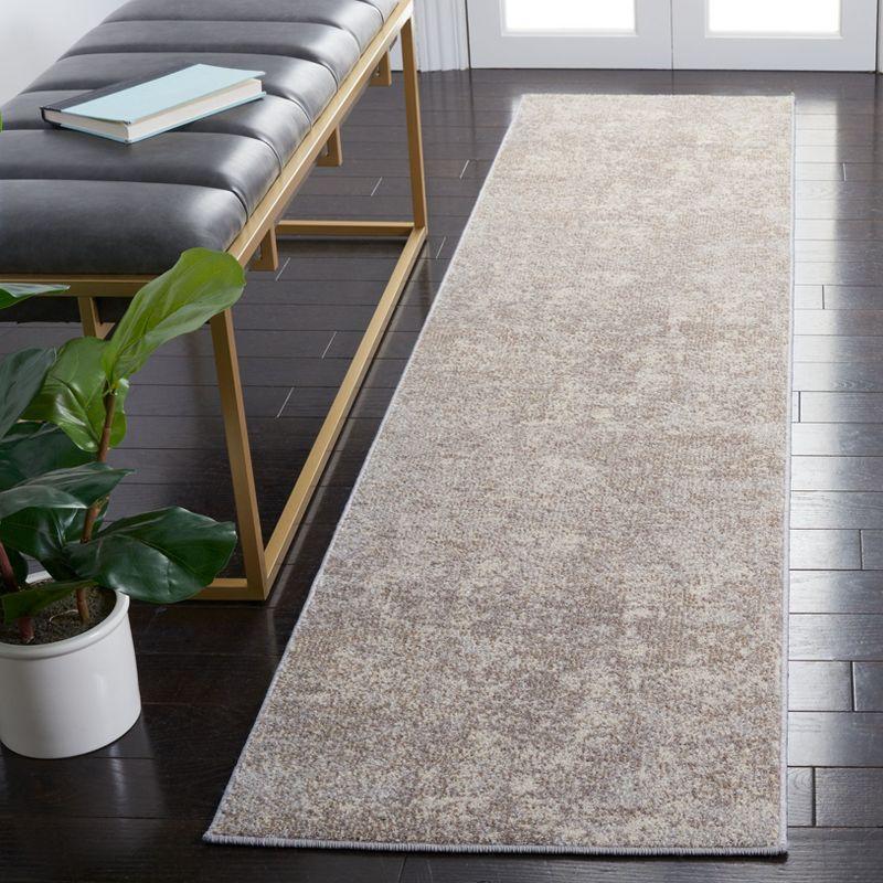 Grey and Beige Flat Woven Synthetic Runner Rug