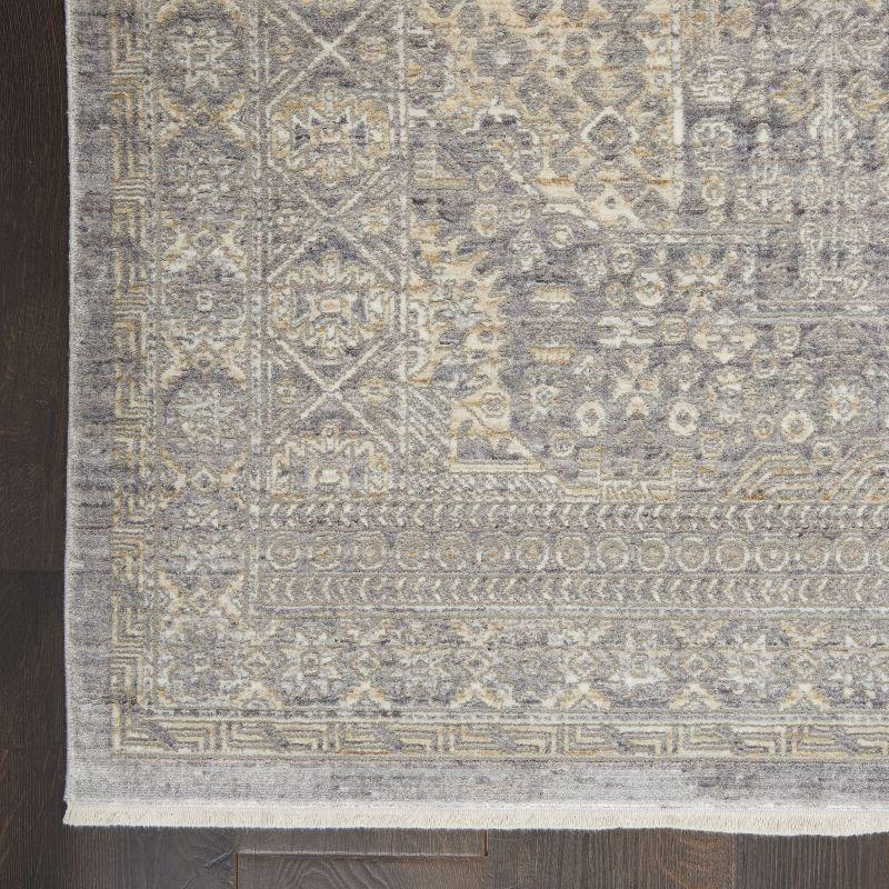 Grey and Beige Hand-Knotted Medallion Runner Rug