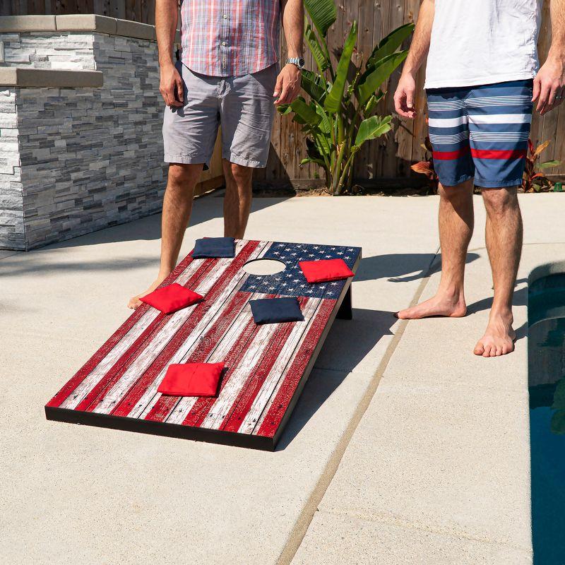 American Flag MDF Cornhole Set with Bean Bags and Carrying Case