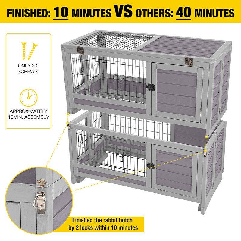 Aivituvin Folding Rabbit Hutch | Outdoor Bunny Cage (Inner Space 14.1 ft²)-AIR18-F