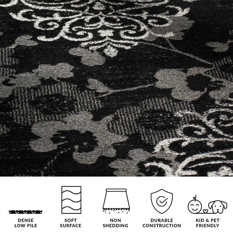 Adirondack ADR114 Non-Shedding Power Loomed Indoor Accent Rug - Black/Silver - 4'x4' - Safavieh