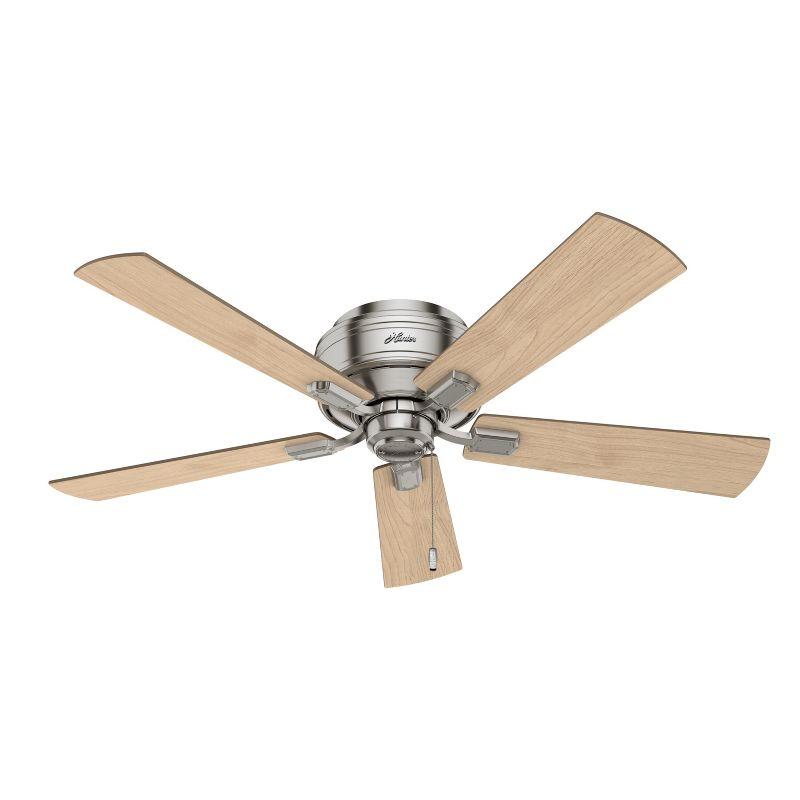 52" Crestfield Low Profile Ceiling Fan (Includes LED Light Bulb) Brushed Nickel - Hunter Fan: 5-Blade, 3-Speed, Flush Mount, Reversible Motor