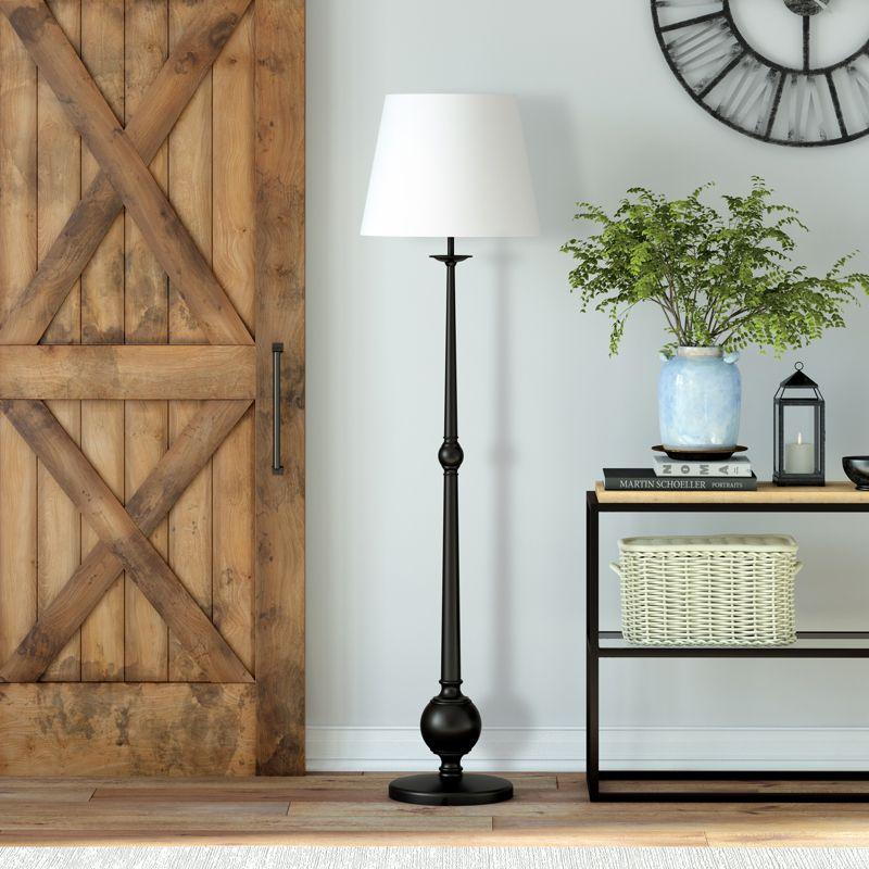 Wilmer Blackened Bronze 68" Floor Lamp with Linen Shade