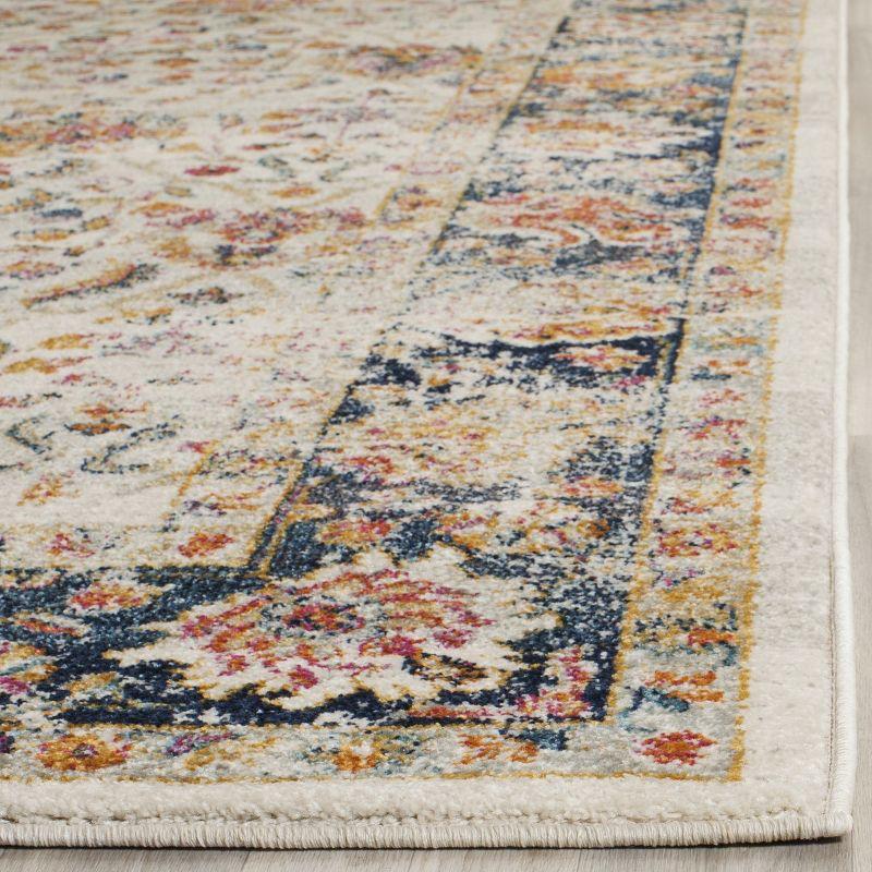 Reversible Blue Cotton Blend Rectangular Easy-Care Rug