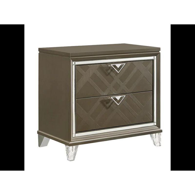 Skylar 32.9" Dark Champagne Retro Nightstand with Acrylic Legs