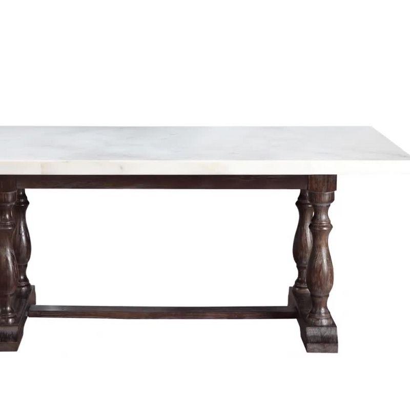 Espresso Elegance Rectangular Dining Table with White Marble Top