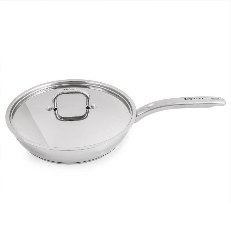 BergHOFF Belly Shape 3Pc 18/10 Stainless Steel Skillet and Sauce Pan Set with Metal Lids