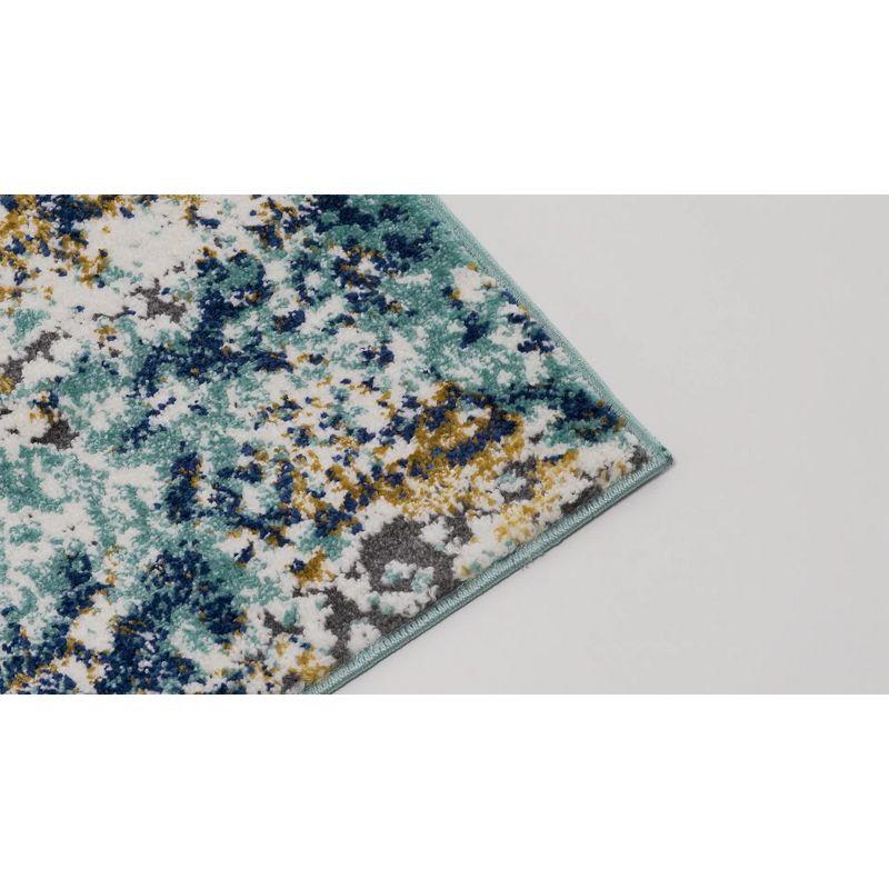 Abstract Splatter Blue and Gold 8' x 10' Synthetic Area Rug