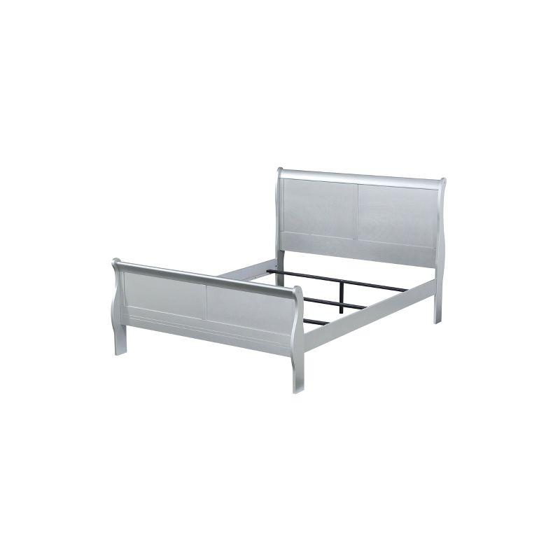 Full Louis Philippe Bed Platinum - Acme Furniture: Classic Sleigh, Pine Wood Frame, Box Spring Required