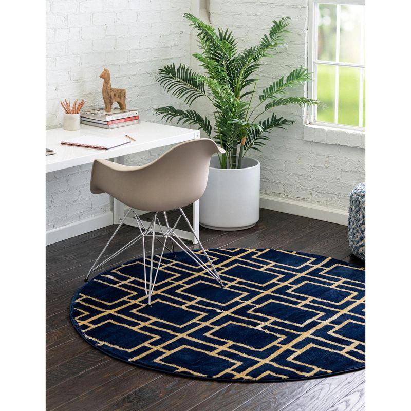 Glam Navy Blue Gold Area Rug