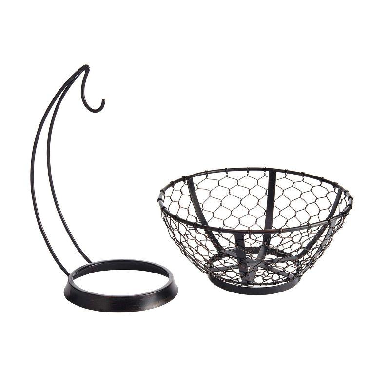 Black Iron Circular Fruit Basket with Banana Hook