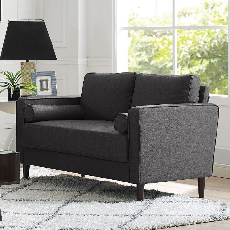 Giovanni Loveseat Gray - Lifestyle Solutions: Compact, Tufted, with Pocket Coils & High-Density Foam