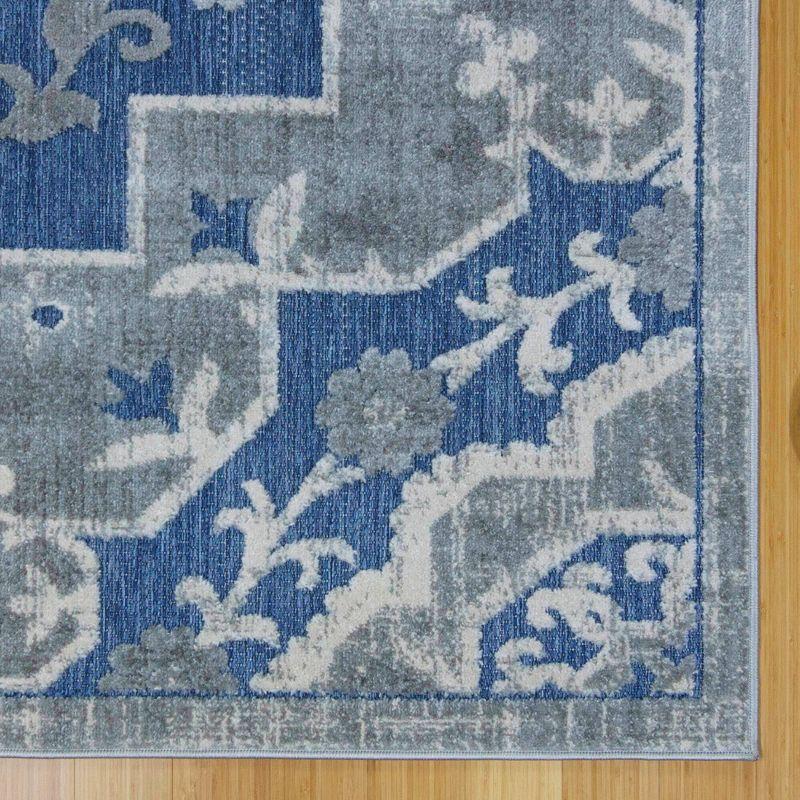 Fosel Arasi Blue/Gray Transitional Mandala Style Flatweave Indoor/Outdoor Area Rug