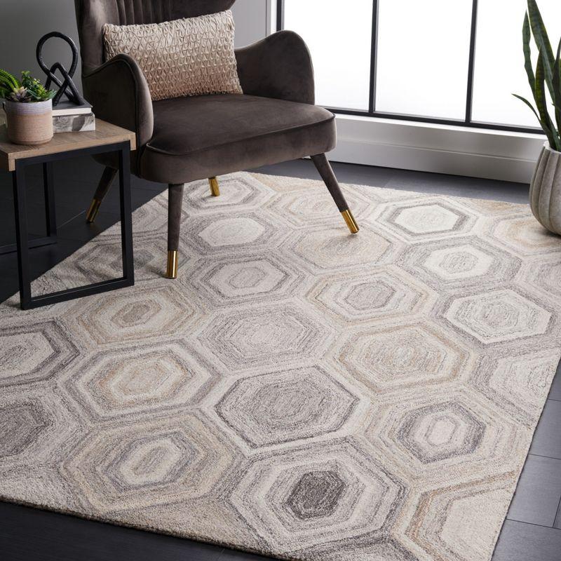 Gray Abstract Handmade Wool 6' x 9' Tufted Area Rug