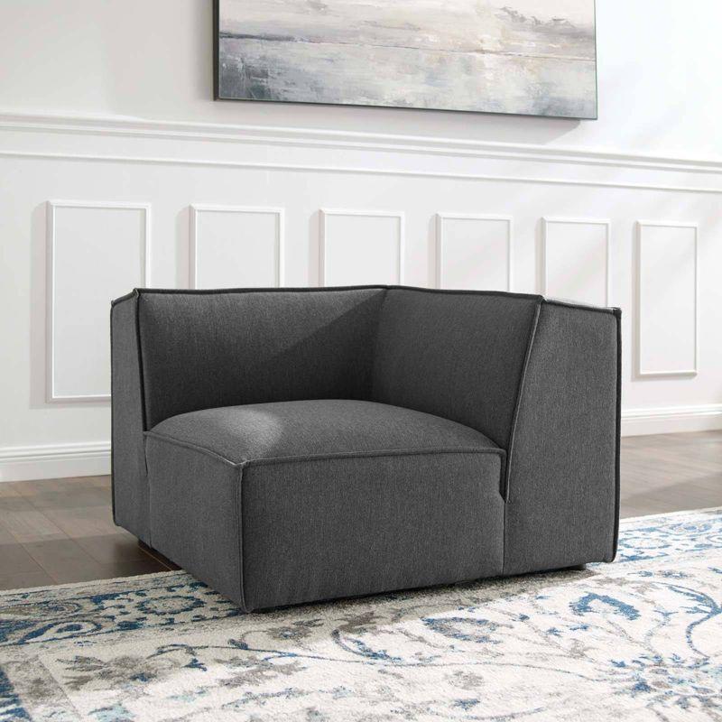 Restore Sectional Sofa Corner Chair Charcoal - Modway: Upholstered, Wood Frame, Modern Style, Polyester Fabric