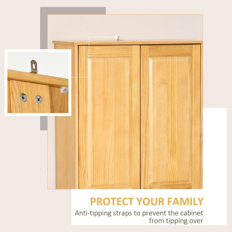 HOMCOM 67" Pinewood Kitchen Pantry Storage Cabinet, Freestanding Cabinets with Doors and Shelf Adjustability, Soft-Close Mechanism