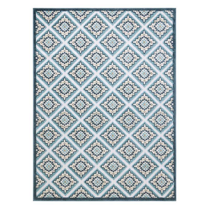 TOWN & COUNTRY EVERYDAY Brooks Retro Geo Outdoor Rug Blue Multi