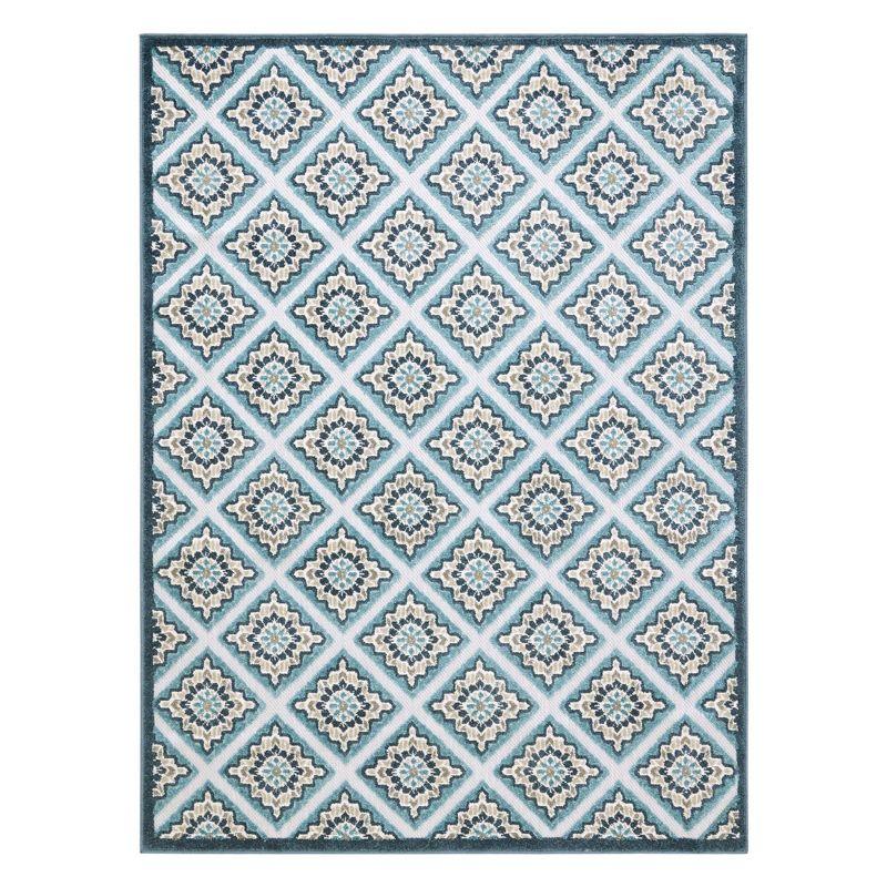 TOWN & COUNTRY EVERYDAY Brooks Retro Geo Outdoor Rug Blue Multi