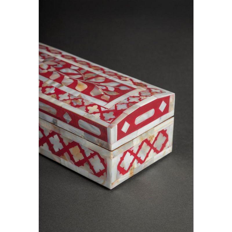 Burgundy Mother of Pearl Inlay Decorative Box, 12"