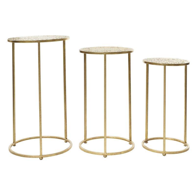 Gold Round Metal Glam Accent Table Set of 3