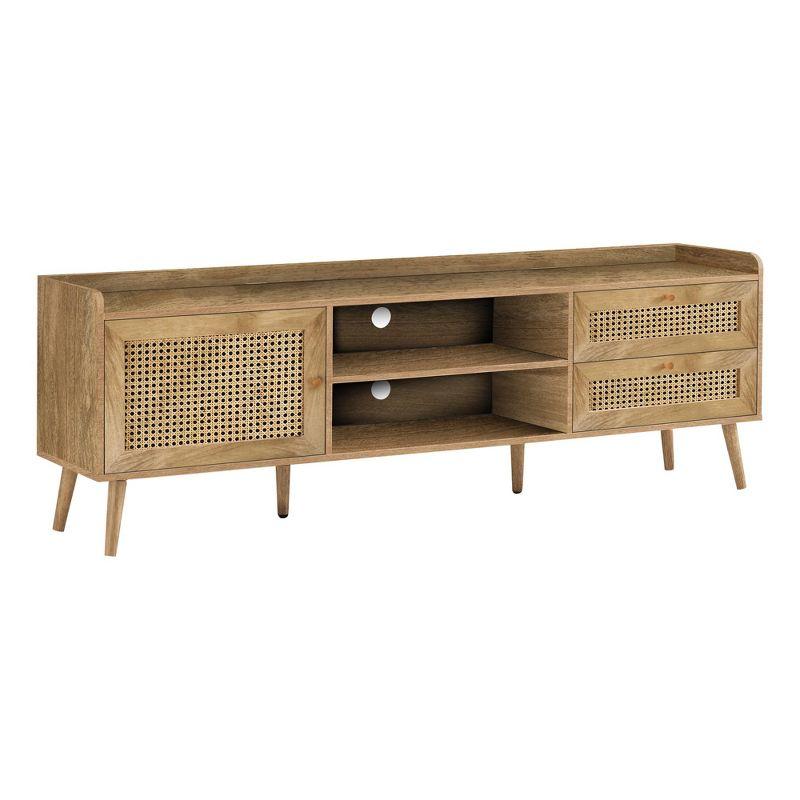 Monarch Specialties Tv Stand 72 Inch Console Media Entertainment Center Storage Cabinet Living Room Bedroom Walnut Laminate Wood Legs Transitional