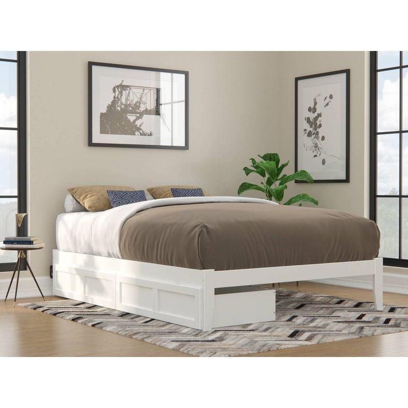 Queen Colorado Bed with USB Turbo Charger and 2 XL Drawers White - AFI: Mid-Century Modern, No Box Spring Needed